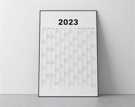 calendar blank vertical yearly view extra large wall etsy
