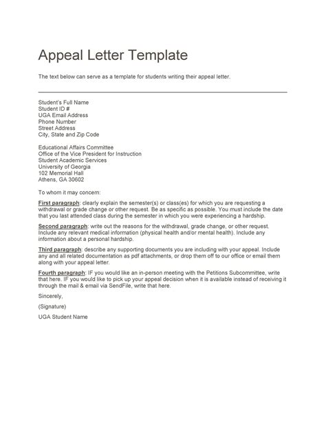 sample  appealing letter  letter template collection