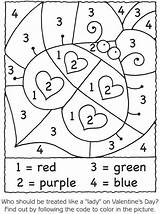 Color Number Valentines Valentine Activities Bug Hearts Kindergarten Numbers Lady Math Choose Board sketch template