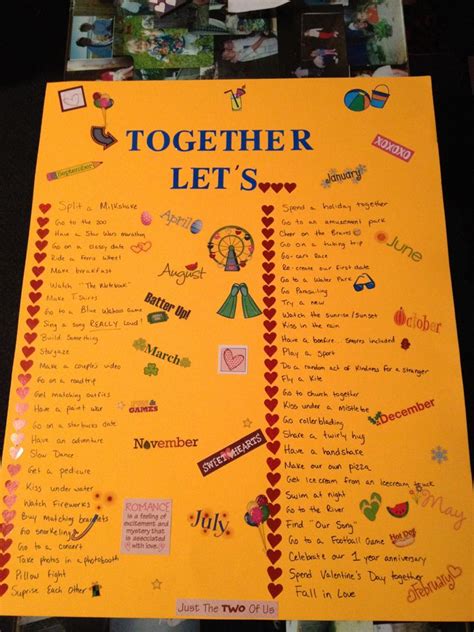 great idea posterboard with couple s bucket list to do together good ideas pinterest