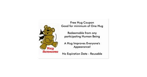 hug coupon bc business card zazzle