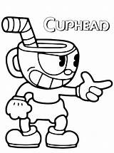 Coloring Cuphead Drawing sketch template
