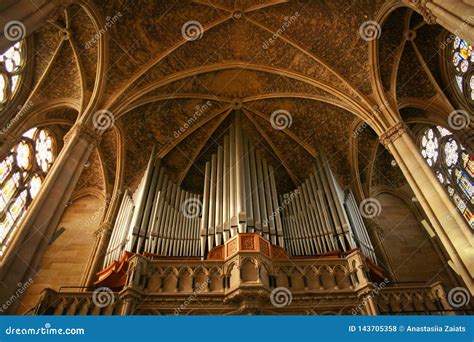 huge pipe organ   cathedral editorial stock photo image