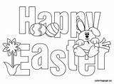 Easter Happy Coloring Pages Colouring Printable Print Bunny Sheet Worksheets Cards Printables Words Card Color Sheets Kids Egg Eggs Coloringpage sketch template