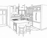 Kitchen Drawing Easy Layout Small Clockwise Modern Interior Line Remodel Plans Drawings Paintingvalley Sketches Collection Cabinet Choose Board sketch template