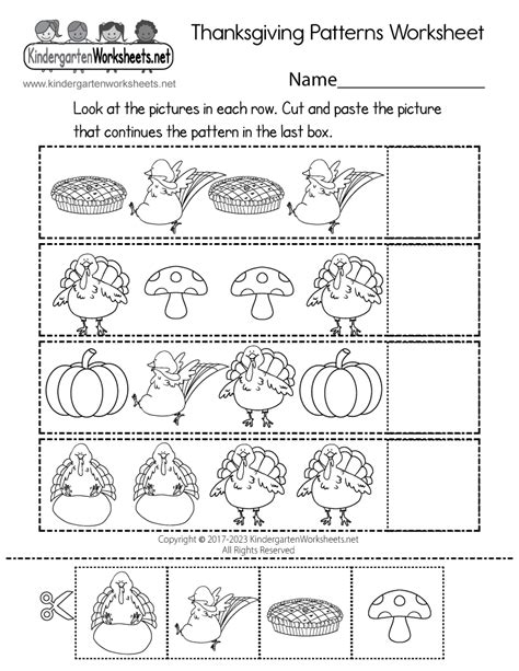 printable thanksgiving patterns worksheet