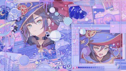 video game characters blue eyes genshin impact witch hat mona