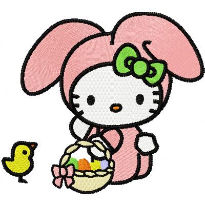 kitty happy easter embroidery design