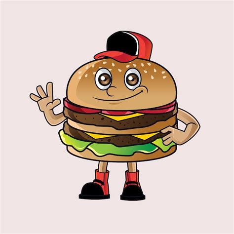premium vector burger mascot logo