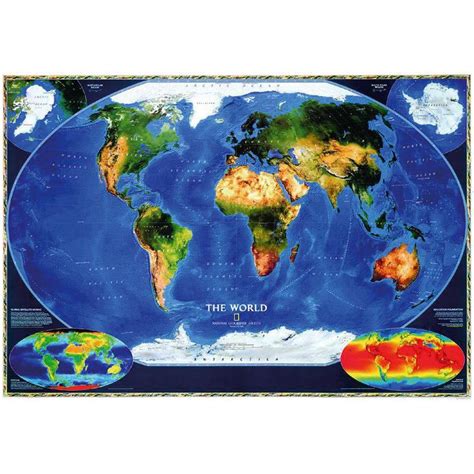 national geographic satellite map   world laminated