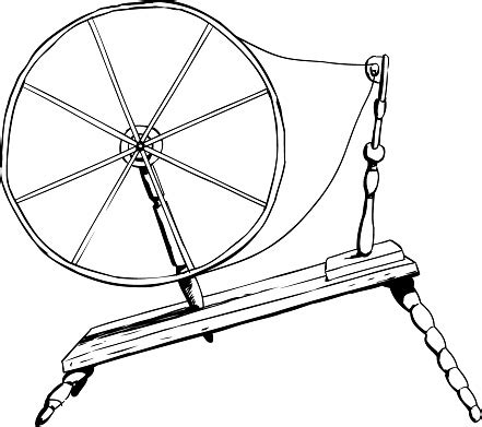 antique spinning wheel outline stock illustration  image