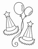 Coloring Pages Balloons Hats Party sketch template