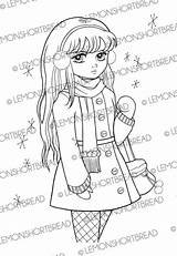 Digi Sulk Stamp Winter Digital Girl Snow Coloring Anime sketch template