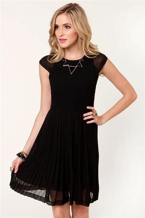 fancy black dress pleated dress cap sleeve dress 55 00 lulus