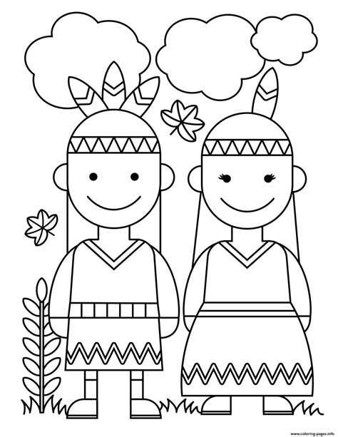 thanksgiving native american indians coloring page printable