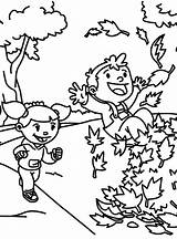 Playing Coloring Outside Pages Kids Children Leaves Fall Outdoors Color Jumping Pile Into Getcolorings Popular Coloringhome Print 405px 73kb sketch template