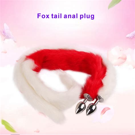 Fox Tail Anal Plug Metal Butt Beads Smooth Anus Stimulator Butt Plug