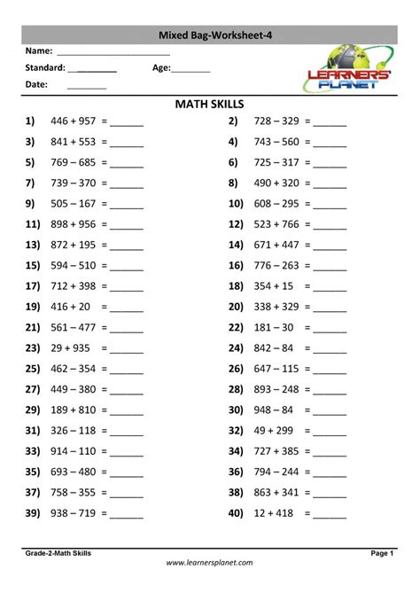 maths mixed grade  practice worksheets