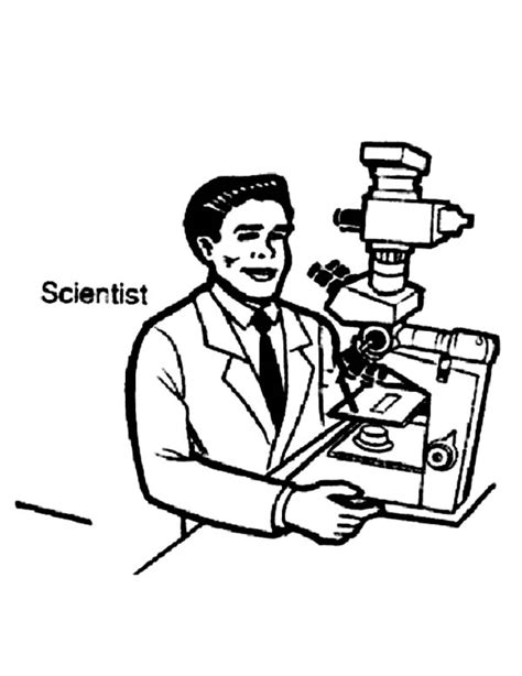 scientist  microscope  community helpers coloring page netart