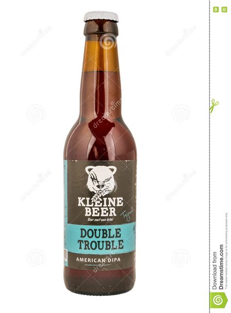 kleine beer beer bottle double trouble  frisian craft brewery  lemmer editorial image