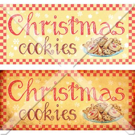 christmas cookie labels gift tags digital  printable etsy