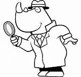Glass Magnifying Coloring Rhino Cartoon Detective Using Pages Getcolorings Netart Printable Print Color sketch template