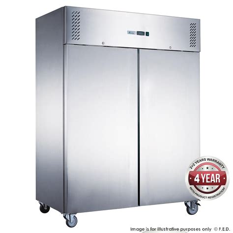 fed  xurcsfv stainless steel double door upright fridge  butler equipment