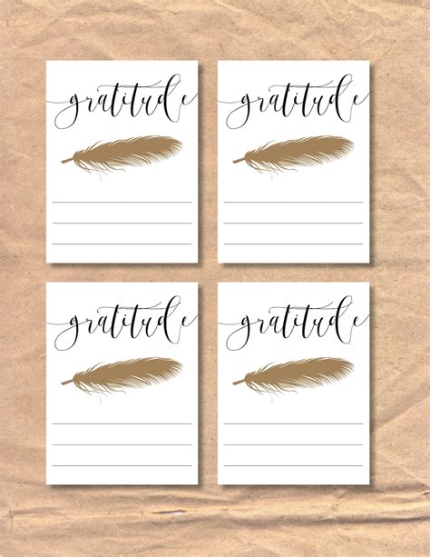 instant  printable gratitude cards feather etsy