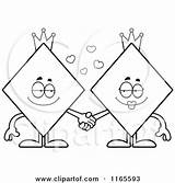 King Card Holding Diamond Queen Hands Mascots Suit Clipart Cartoon Cory Thoman Outlined Coloring Vector sketch template