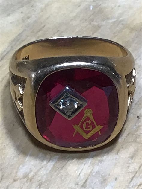 masonic ring  diamond  gemstone antiques board