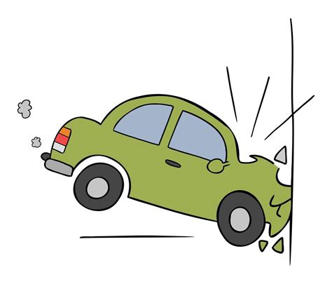cartoon vector illustration  car accident crashing   wall