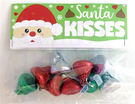 printable christmas santa kisses treat bag toppers kids etsy canada