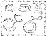 Tea Party Coloring Pages Kids Printable Crafts Set Games Activities Teacup Bnute Dining Room Teapot Print Princess Color Clipart Colouring sketch template