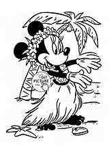 Coloring Hawaii Pages Disney Kids Minnie Printable Popular Girls sketch template
