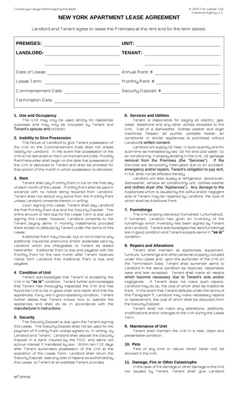 york standard apartment lease agreement form  word eforms