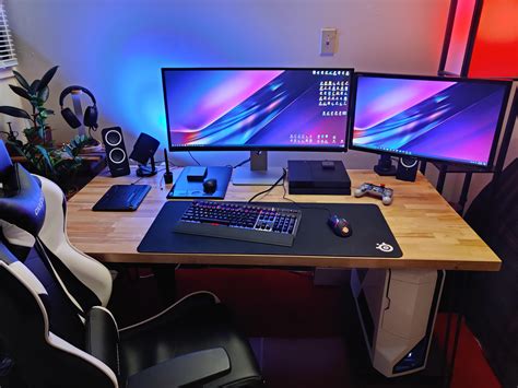 workgaming setup  added dell  curved monitor  arm