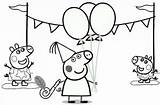 Pig Peppa Coloring Birthday Happy sketch template