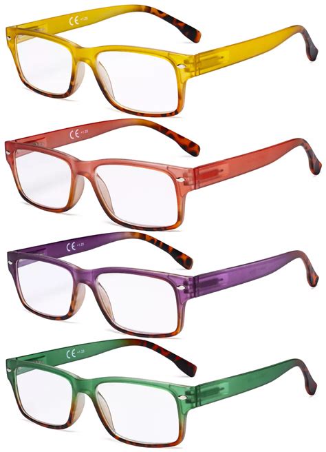 eyekepper 4 pack reading glasses stylish rectangle ladies readers for