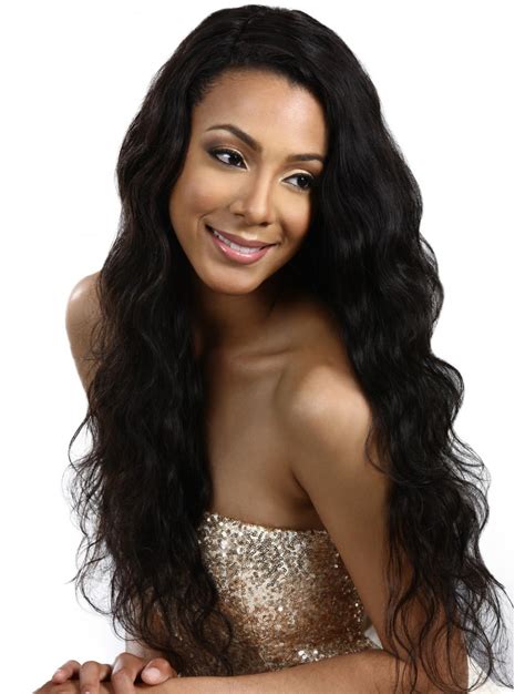 natural looking wigs black women long black wavy without
