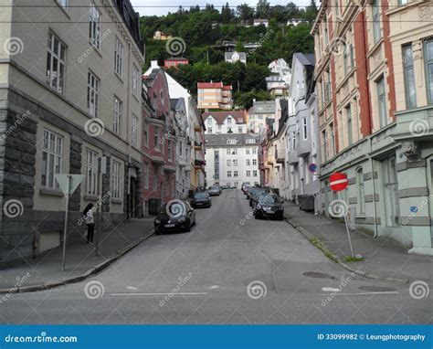 narrow streets  bergen norway editorial photography image  wall