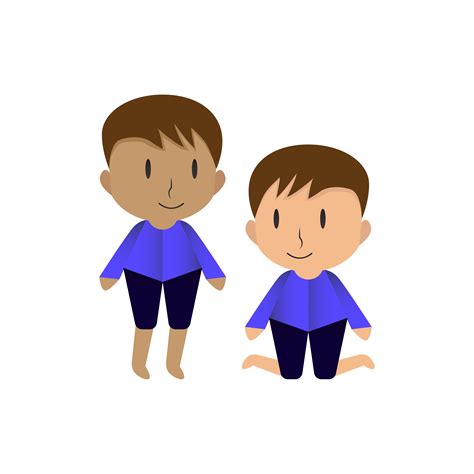 character design   boys stand   sit  vector design  isolated  white