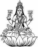 Laxmi Lakshmi Hindu Saraswati Pencil Gods Maa Diwali Inde Moziru Coloriages sketch template