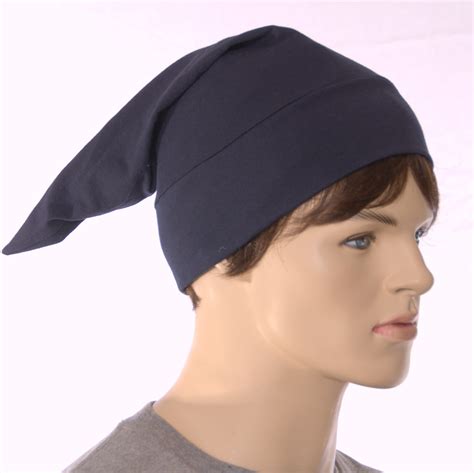night cap traditional navy blue pointed sleep cap cotton unisex adult