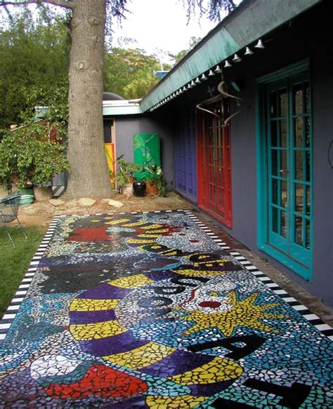 mosaic tile backyard patio