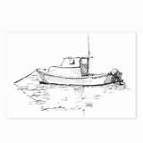 Lobster Boat Sketch Postcards Package Favorite sketch template