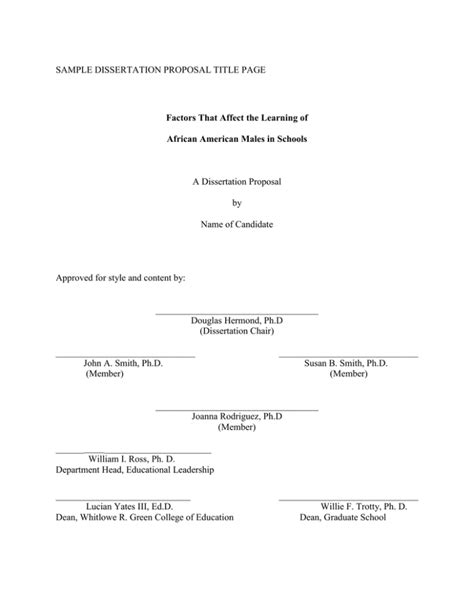 sample dissertation proposal title page  dissertation proposal