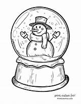 Globe Snow Drawing Snowman Coloring Christmas Pages Winter Globes Print Color Colouring Sheets Template Kids Printable Printcolorfun Drawings Theater Cute sketch template