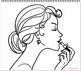 Makeup Coloring Lipstick Girl Pages Drawing Nail Draw Accessories Polish Lip Getdrawings Gif Mirror Popular sketch template