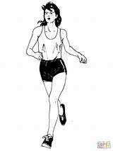 Runner Marathon Woman Coloring Pages Printable Color Clipart Athletics sketch template