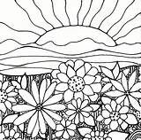 Sunset Drawing Simple Coloring Getdrawings Pages Printable Adult sketch template